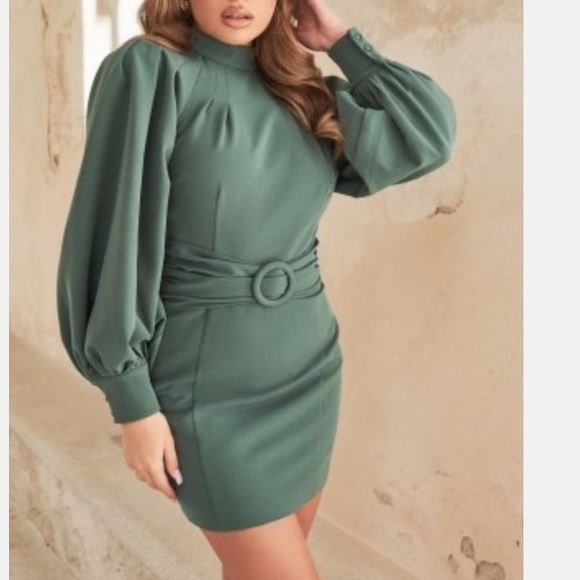 LAVISH ALICE balloon sleeve open back mini dress Size 14 - Picture 1 of 11